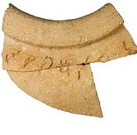 Dating to the tenth century B.C., this alphabetical text is the earliest ever found in Jerusalem. A recent article suggests that it refers to cheap wine imported into Jerusalem. Photo courtesy Eilat Mazar; photograph by Ouria Tadmor.
