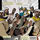 The conversion story from Acts 4:1–4. From Acts of the Apostles, wordforwordbiblecomic.com