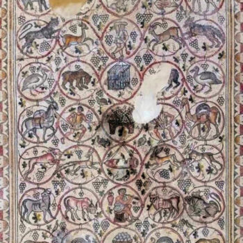 Restored mosaic floor from the site of Beer Shema in southern Israel. Courtesy Emil Aladjem, Israel Antiquities Authority