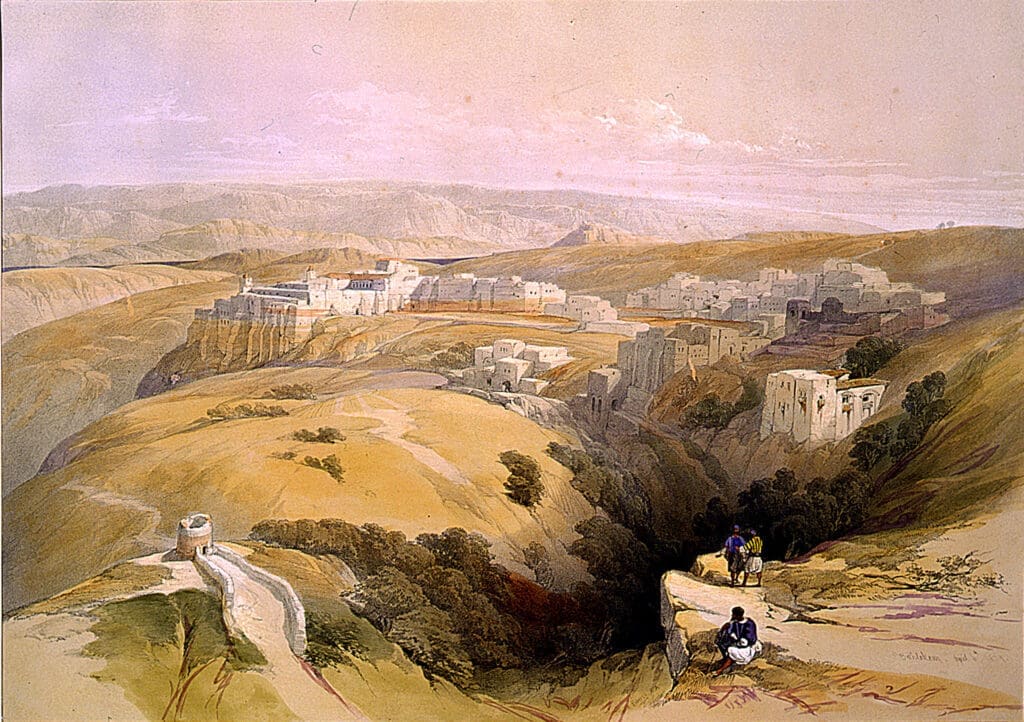 Depiction of Bethlehem as a quiet pastoral hamlet, by David Roberts (1839). Antiquarian Images / Alamy