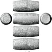 3D model of one of the cylinders found at Tell al-Uhaimir in southern Iraq. Courtesy Ahmed Ali Jiwad and Hussein Fleih Al-Ammari, “Two Inscribed Cylinders of Nebuchadnezzar II from the Ziggurat of Kish,” IRAQ (2025), CC-BY 4.0