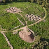 Aerial view of the site of Khirbet al-Ra‘i in the Shephelah, looking northwest. Photo courtesy the Khirbet al-Ra‘i Expedition